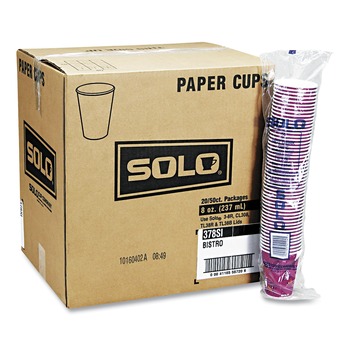 SOLO 370SI-0041 10 oz. Paper Hot Drink Cups in Bistro Design - Maroon (1000/Carton)