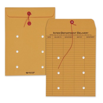 Quality Park QUA63462 9 x 12 31-Entries String/Button Interoffice Envelope - Brown Kraft (100/Carton)