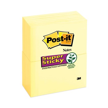 Post-it Notes Super Sticky 655-12SSCY 3 in. x 5 in. Pads - Canary Yellow (12/Pack)