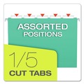 File Folders | Pendaflex 81616 1/5-Cut Tabs Letter Size Colored Hanging Folders - Aqua (25/Box) image number 3