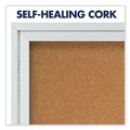 Labor Day Sale | Quartet 2366 72 in. x 36 in. Enclosed Indoor Cork Bulletin Board with 3 Hinged Doors - Tan Surface, Silver Aluminum Frame image number 3