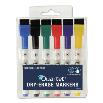 MARKERS | Quartet 51-659312QA Low-Odor ReWritables Bullet Tip Dry Erase Mini-Marker Set - Fine/Assorted Classic Colors (6/Set)