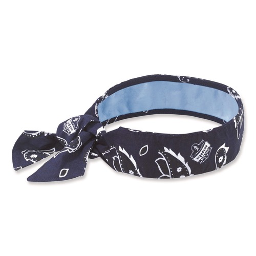 Safety & First Aid | Ergodyne 12564 Chill-Its 6700CT One Size Fits Most Cooling Bandana PVA Tie Headband - Navy Western image number 0