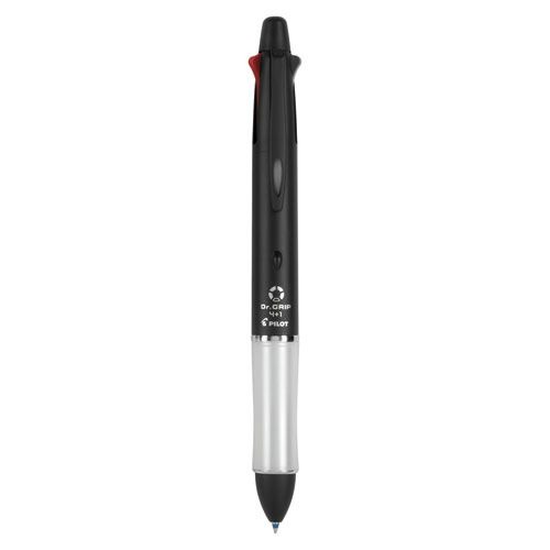 Pens | Pilot 36220 Dr. Grip 4 Plus 1 Multi-Color 0.7mm/0.5mm Ballpoint Pen/Pencil - Black/Blue/Green/Red Ink/Black Barrel image number 0