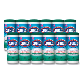 Clorox 01593 1-Ply Disinfecting Wipes - Fresh Scent, White (35/Canister, 12 Canisters/Carton)