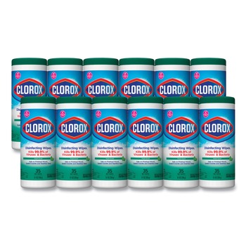Clorox 01593 7 in. x 8 in. 1-Ply Bleach Free Disinfecting Wipes - Fresh Scent, White (12 Canisters/Carton)
