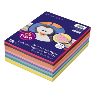 Pacon P6555 Rainbow Super Value 9 in. x 12 in. 45 lbs. Construction Paper Ream - Assorted (500/Ream)