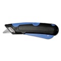Box Cutters & Utility Knives | Cosco 091524 Easycut 6 in. Plastic Handle Self-Retracting Cutter with Safety-Tip Blade Holster and Lanyard - Black/Blue image number 0