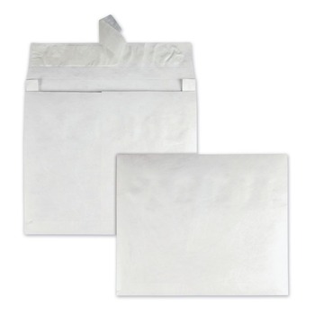 Survivor QUAR4430 Tyvek 10 x 13 18 lb. Heavyweight Square Flap Open End Expansion Mailers - White (100/Carton)