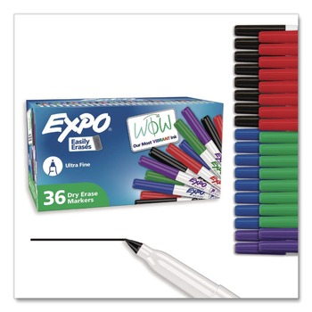 EXPO 2003895A Low-Odor Extra-Fine Tip Dry Erase Marker Office Value Pack - Assorted Colors (36/Pack)