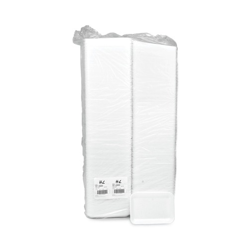 Food Trays, Containers, and Lids | Pactiv Corp. 0TF100200000 8.2 in. x 5.7 in. x 0.91 in. No. 2 Foam Supermarket Tray - White (500/Carton) image number 0