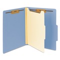 File Folders | Smead 13701 2 in. Expansion 1 Divider Letter Size 4 SafeSHIELD Fasteners Top Tab Classification Folders - Blue Exterior (10/Box) image number 0