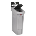 Trash & Waste Bins | Rubbermaid Commercial 2185053 Slim Jim Recycling Station Kit 1-Stream Landfill 23 gal Plastic Gray/Black image number 2