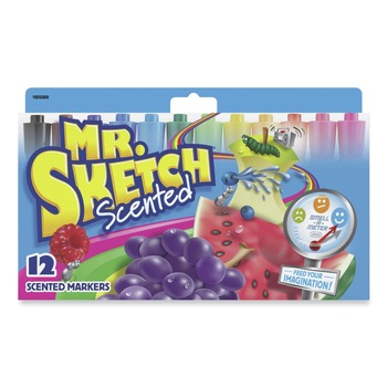 PRODUCTS | Mr. Sketch 1905069A Broad Chisel Tip Scented Watercolor Marker - Assorted Colors (12/Set)