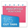 Just Launched | Pendaflex 04152 1/5 PIN 1/5-Cut Tabs Colored Reinforced Hanging Letter Folders - Pink (25/Box) image number 2