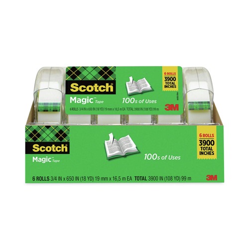 Back to School Sale | Scotch 6122 0.75 in. x 54.17 ft. 1 in. Core Magic Tape in Handheld Dispenser - Clear (6/Pack) image number 0