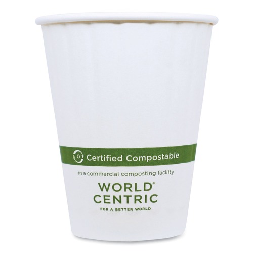 Cups and Lids | World Centric CU-PA-8D 8 oz. Double Wall Paper Hot Cups - White (1000/Carton) image number 0