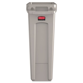TRASH CANS | Rubbermaid Commercial FG354060BEIG Slim Jim Receptacle W/venting Channels, Rectangular, Plastic, 23gal, Beige