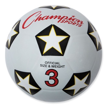 Champion Sports SRB3 No. 3 Size Soccer Rubber Sports Ball - White/Black
