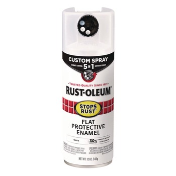 Rust-Oleum 376856 Stops Rust 5-in-1 Spray Paint, Flat White, 12 oz Aerosol Can