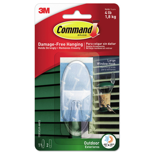 Wall Racks & Hooks | Command 17093CLR-AWES 4 lb Capacity All Weather Plastic Hooks and Strips - Large/Clear (1/Pack) image number 0