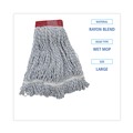 Labor Day Sale | Boardwalk BWK553 Rayon/Polyester Wide Floor Finish Mop Head - Large, White/Blue (12/Carton) image number 4