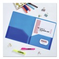 Report Covers & Pocket Folders | Avery 47811 20-Sheet Capacity 11 in. x 8.5 in. Plastic Two-Pocket Folder - Translucent Blue image number 3