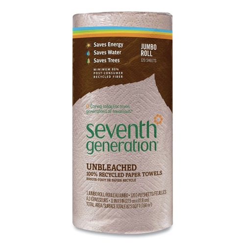 Paper Towels and Napkins | Seventh Generation 13720 2-Ply 11 x 9 Natural Unbleached 100 Percent Recycled Paper Kitchen Towel Rolls (120-Sheets/Roll) image number 0