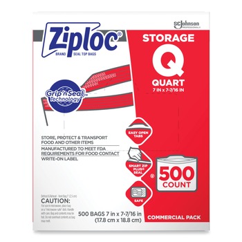 JUST LAUNCHED | Ziploc 364899 1 Quart Ziploc Storage Bags (500/Carton)