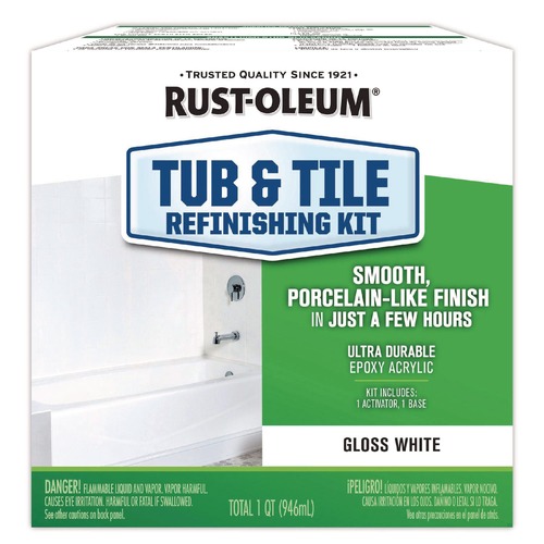 All-Purpose Cleaners | Rust-Oleum 384165 Specialty Tub and Tile Refinishing Kit, Gloss White, Quart image number 0