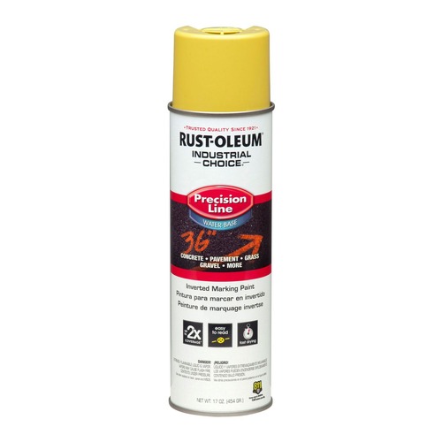 Painting | Rust-Oleum RST203034CT 17 oz. Aerosol Can Industrial Choice Precision Line Marking Paint - Flat High-Visibility Yellow (12/Carton) image number 0