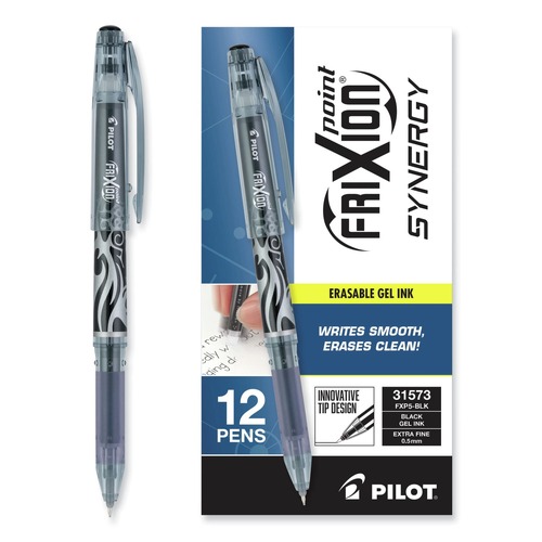 Pens | Pilot 31573 FriXion Point Erasable Extra-Fine 0.5 mm Gel Pen - Black Ink/Black/Silver/Smoke Barrel (1-Dozen) image number 0