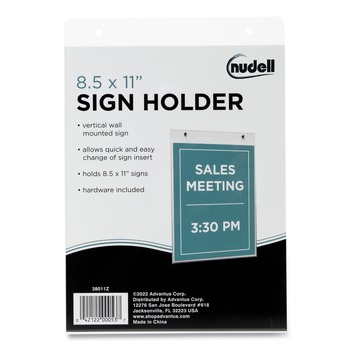 OFFICE AND OFFICE SUPPLIES | NuDell 38011Z 8.5 in. x 11 in. Quick-Change Insert System Plastic Vertical-Orientation Wall Sign Holder with Mounting Screws - Clear