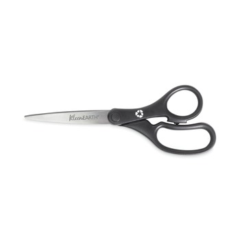 Westcott 15585 8 in. Long 3.25 in. Cut Length KleenEarth Basic Plastic Handle Scissors - Straight Black Handle (3/Pack)