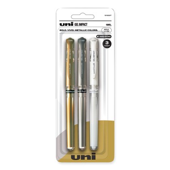 uni-ball 1919997 Signo Gel Impact 1 mm Stick Gel Pen - Assorted Metallic Ink and Barrel Colors/Bold (3-Piece/Set)