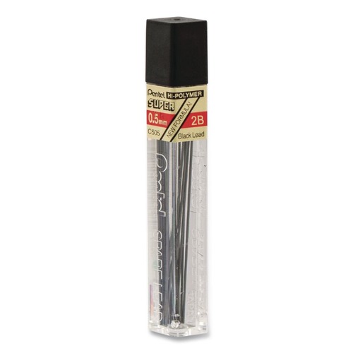 Pencils | Pentel C505-2B 0.5 mm Super Hi-Polymer 2B Lead Refills - Black (12/Pack) image number 0