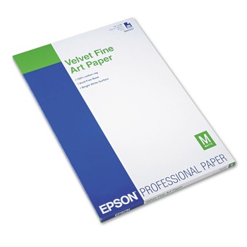 ART AND CRAFT PAPER | Epson S041637 13 in. x 19 in. Velvet Fine Art Paper - White (20/Pack)