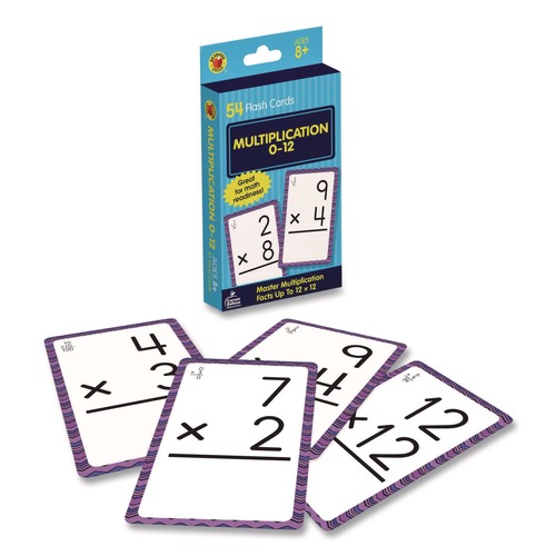 Flash Cards | Carson-Dellosa 0769677436 Multiplication 0 to 12 Flash Cards, 3.25 x 5.25, Assorted Colors, 54 Cards image number 0