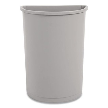 Rubbermaid Commercial FG352000GRAY 21 Gallon Plastic Half-Round Untouchable Waste Container - Gray