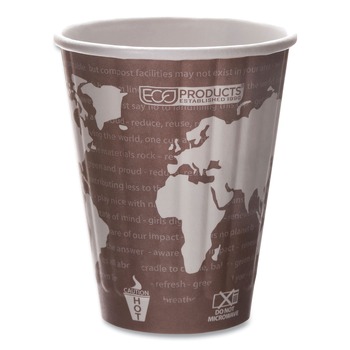 Eco-Products EP-BNHC8-WD 8 oz. World Art Renewable and Compostable Insulated PLA Hot Cups (800/Carton)