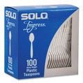 Cutlery | SOLO HSWTX-0007 Impress Heavyweight Full-Length Polystyrene Teaspoon - White (100/Box, 10 Boxes/Carton) image number 1