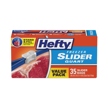  | Hefty 00R88079 7 in. x 8 in. 32 oz. Slider Stand and Fill Freezer Storage Bags - Clear (35/Box)