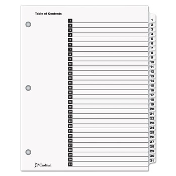 JUST LAUNCHED | Cardinal 60113CB 31 Tab 1 - 31 Letter Traditional Onestep Index System - White (31/Set)