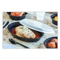 Food Service | Pactiv Corp. OC06B Newspring VERSAtainer 5.7 in. x 4 in. x 1.1 in. 6 oz. Plastic Microwavable Containers - Oval Black/Clear (150/Carton) image number 1