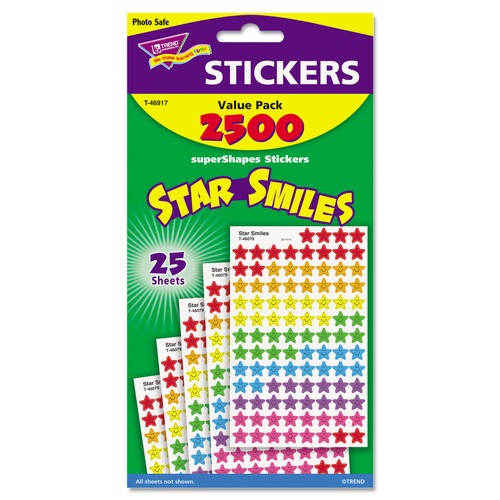 Back to School Sale | TREND T46917 Smiling Star Sticker Assortment Pack - Assorted Colors (2500/Pack) image number 0