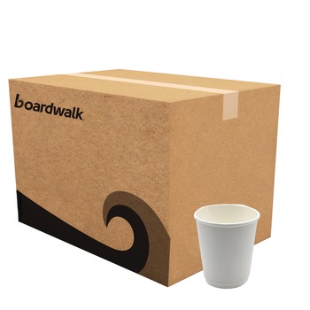 Boardwalk BWKDW8HCUP 8 oz. Double-Walled Paper Hot Cups - White (500/Carton)