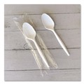 Cutlery | Boardwalk BWKSPOONWHPS Heavyweight Wrapped Polystyrene Teaspoon Cutlery - White (1000/Carton) image number 4