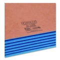 File Folders | Smead 74689 5.25 in. Expansion Legal Size Fully Lined 6.5 in. High Gussets Drop-Front End Tab File Pockets - Redrope/Blue (10/Box) image number 4