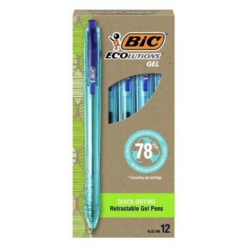 BIC RGLE11 BLU Ecolutions 1 mm Medium Gel Pen - Blue Ink/Blue Barrel (1-Dozen)