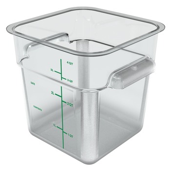Carlisle 1195107 7.13 in. x 7.13 in. x 7.29 in. 4 qt Squares Polycarbonate Plastic Food Storage Container - Clear
